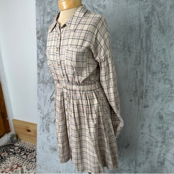 Anthropoligie Blue Pepper Plaid T-shirt Dress Size Medium - Picture 10 of 16